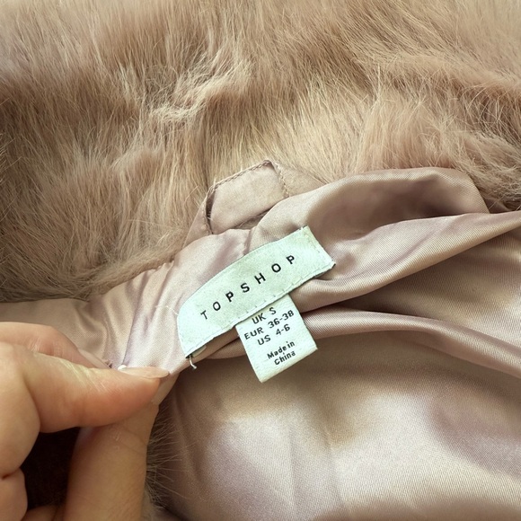 Topshop Pink Faux Fur Long Coat - Picture 5 of 8